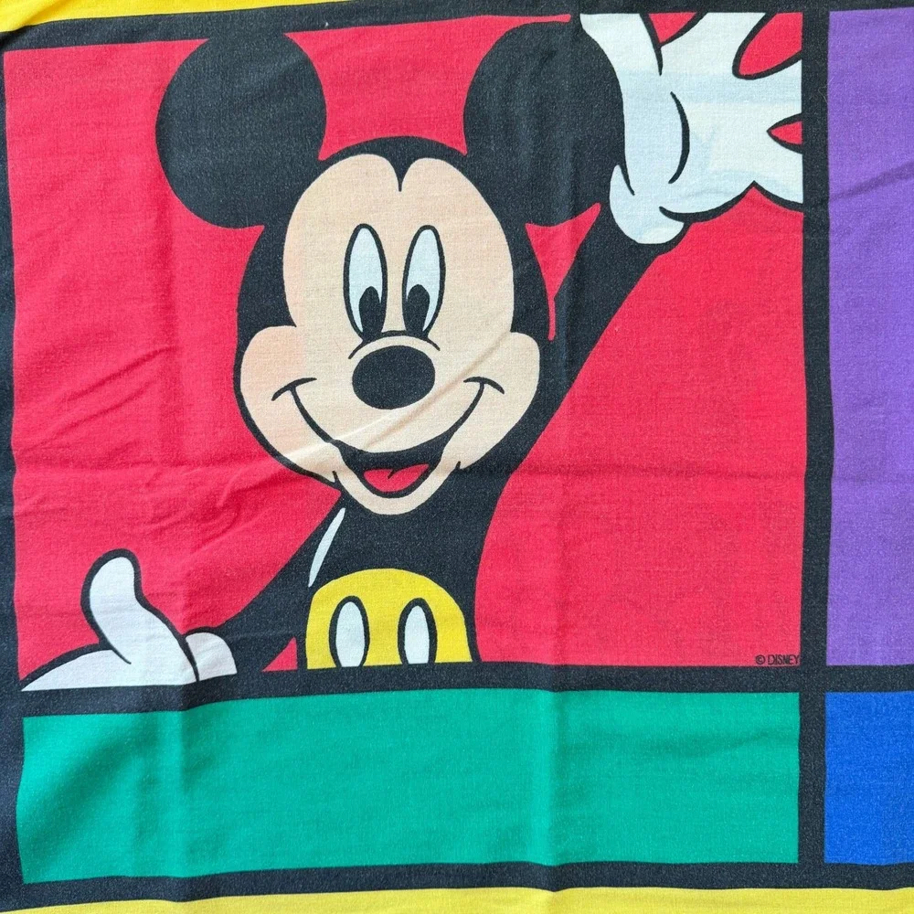 Vintage Disney Mickey Mouse Goofy Pillowcase Set 90s Colorblock Pop Art USA Made